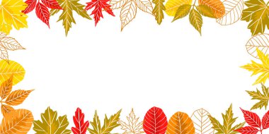 Sonbahar arkaplan tasarımı elle çizilmiş renkli yapraklar sıcak mevsimlik tonlarda, sonbahar promosyonları, posterler, tebrik kartları ve dekoratif dijital sanat kompozisyonları için mükemmel..