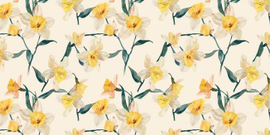 Yumuşak pastel tonları ve zarif çiçekleri olan kusursuz suluboya deseni kumaş baskı, kıyafet, kırtasiye, duvar kağıtları ve kadınsı tasarımlar için idealdir..