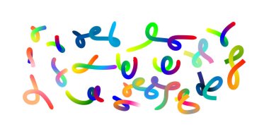 Gökkuşağı gradyan çizgileri kutlama, parti, karnaval, canlı yaratıcı görseller ve renkli dekoratif çizimler için tasarlanmış şenlikli dalga şekilleri oluşturuyor.