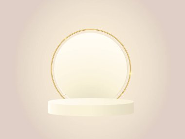 Ürün sunumları, geometrik vitrin sahneleri, lüks markalaşma modelleri ve modern ticari tasarım modelleri için minimum gerçekçi beyaz silindir kaidesi podyumu