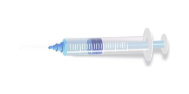 Son derece detaylı üç boyutlu gerçekçi tarzda resimlenmiş tıbbi şırınga ekipmanları, aşı, klinik tedavi, hastane kullanımı, ilaç tasarımı, tıbbi eğitim, hasta bakımı görselleri, steril ilaç için izole edilmiş sağlık enjeksiyon aracı konsepti