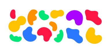 Düz geometrik damla şekilleri koleksiyonu organik soyut renkli formlar modern markalaştırma arka plan kapakları ve yaratıcı tasarım projeleri için idealdir.