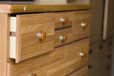 Yumuşak odak bavulluk açık çekmece.