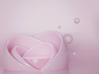 3D pembe podyum stüdyo arka planı. Kadın kozmetik parfüm ürünleri için görüntü.