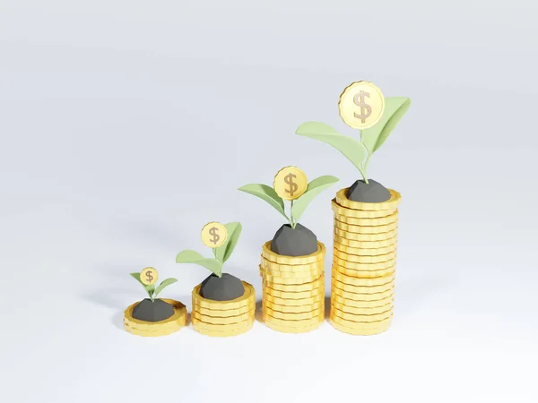 Coin Stack Con Albero Dei Soldi Crescita Concetto Crescita Finanziaria — Foto Stock