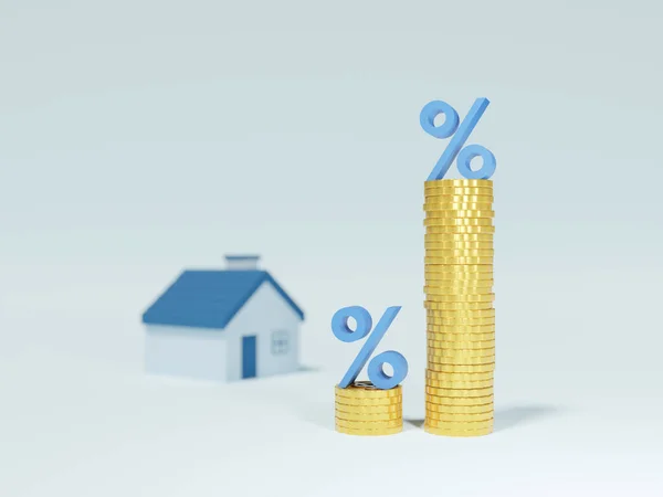Moneta Stack Con Simbolo Percentuale Tasso Interesse Finanziario Ipotecario Concetto — Foto Stock