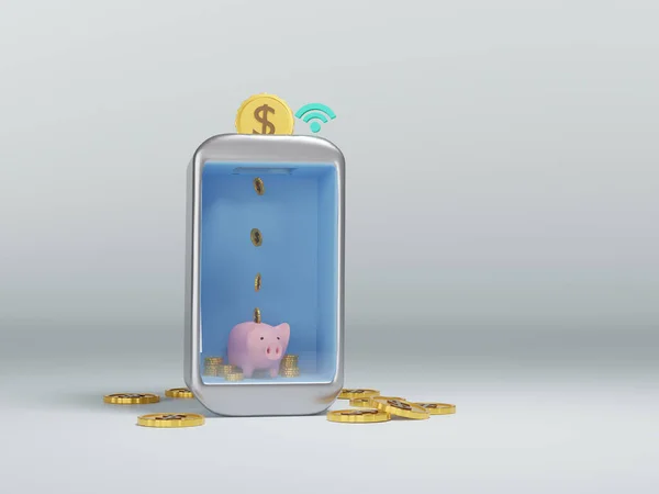 Para Kazanmak Için Smartphone Money Online Cep Telefonu Para Aktarımları — Stok fotoğraf