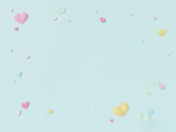 Färgglada Pastell Hjärtan Bakgrund Lyckliga Kvinnor Mors Alla Hjärtans Dag — Stockfoto