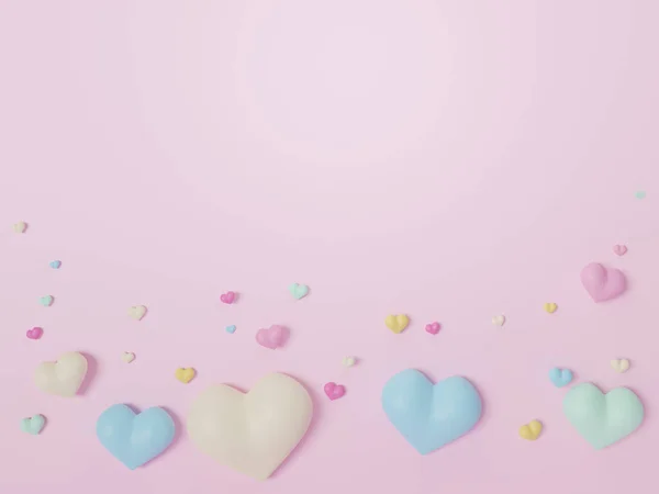 Colorful Pastel Hearts Background Happy Women Mother Valentine Day Birthday — Stock Photo, Image