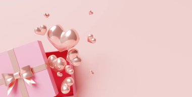 Sevgililer Günü, Anneler Günü, Doğum günü için hediye kutusuyla Sevgililer Günü 'nün 3D' si.