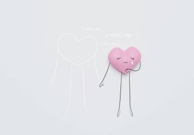 Kalplerin 3 boyutlu karakterleri aşkın sembolleri gibi yalnız yatıyor. Seni özledim..