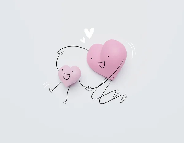 Personagens Corações Como Símbolos Amor Família Feliz Dia Mãe Seguro — Fotografia de Stock