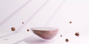 3 boyutlu podyum görüntüleme, soyut en az boşluk görüntüleme. Güzellik ürünleri için Geometri podyumu.