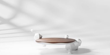 3 boyutlu podyum görüntüleme, soyut en az boşluk görüntüleme. Güzellik ürünleri için Geometri podyumu.