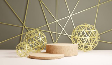 3 boyutlu podyum görüntüleme, soyut en az boşluk görüntüleme. Güzellik ürünleri için Geometri podyumu.