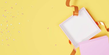 Mutlu Kadınlar Günü, Anneler Günü, Doğum Günü, Babalar Günü ürünleriniz için üç boyutlu boş hediye kutuları..