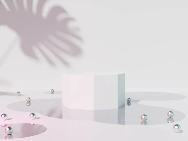 Återgivning Piedestalpodium Abstrakt Minimal Visning Tomt Utrymme Geometripodium För Skönhetskosmetiska — Stockfoto