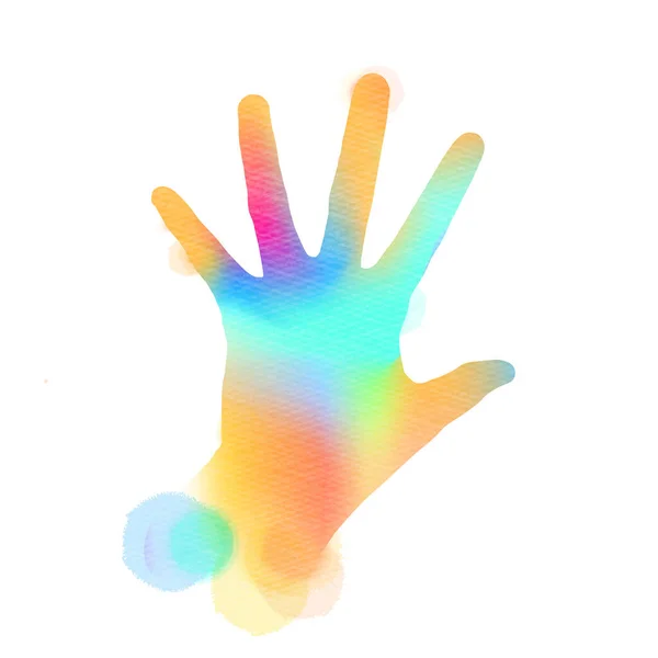 Five Hand Gesture Silhouette Abstract Watercolor Painted Digital Art Painting — Stock Photo, Image