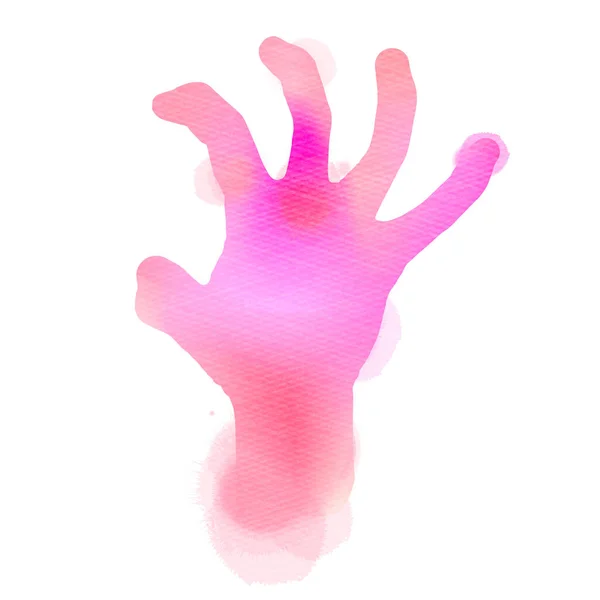 僵尸手轮廓加上抽象水彩画 数码艺术绘画 — 图库照片