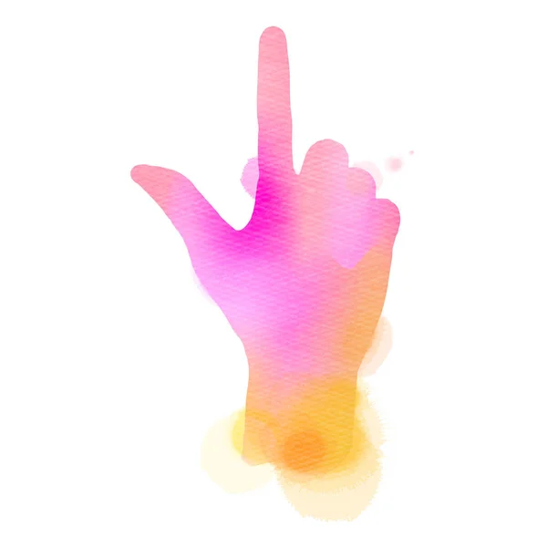 Finger Pointing Silhouette Abstract Watercolor Painted Digital Art Painting — Stock Photo, Image