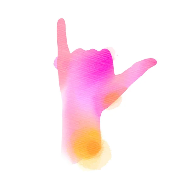 Hand Shaka Calling Gesture Silhouette Abstract Waterc — Photo