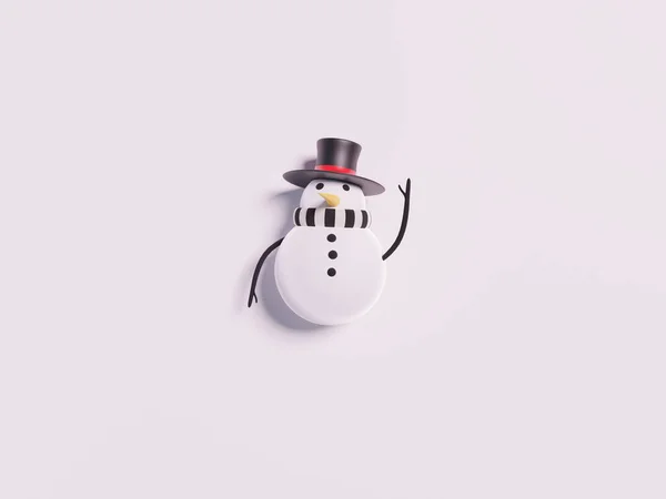 Beyaz Arka Planda Boyutlu Kardan Adam Mutlu Noeller — Stok fotoğraf