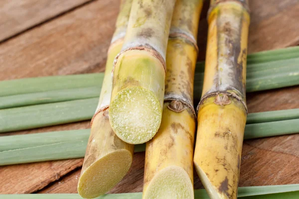 Sugar cane on wood background. — Stock Photo, Image