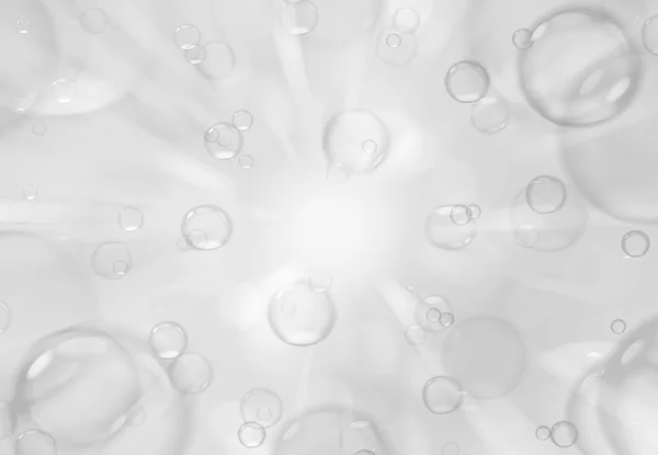 Zeepbellen op grijze achtergrond, abstracte achtergrond. — Stockfoto