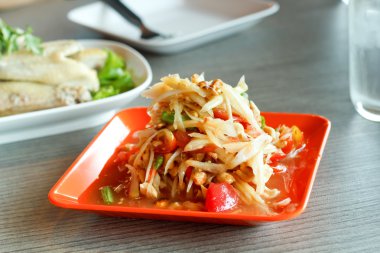 Som Tum, Tay papaya salatası. Geleneksel Tayland gıda