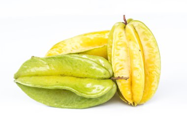 Beyaz arka plan üzerinde carambola. Star apple, star meyve.