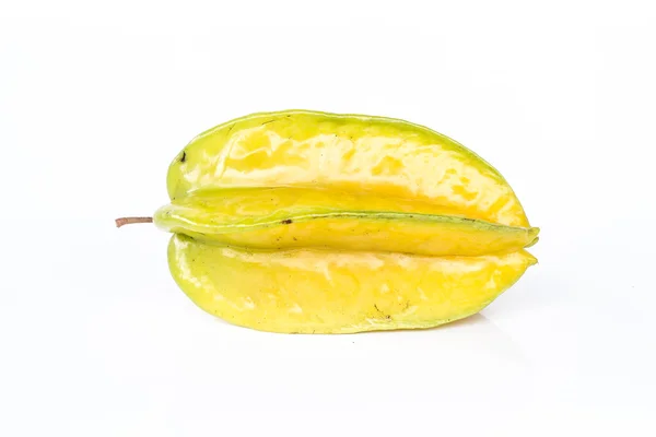 Carambola sobre fondo blanco.Manzana estrella, fruta estrella . —  Fotos de Stock