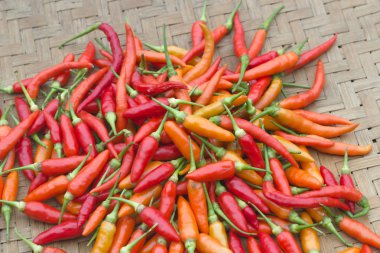 Kırmızı chilies biber kadar kapatın.