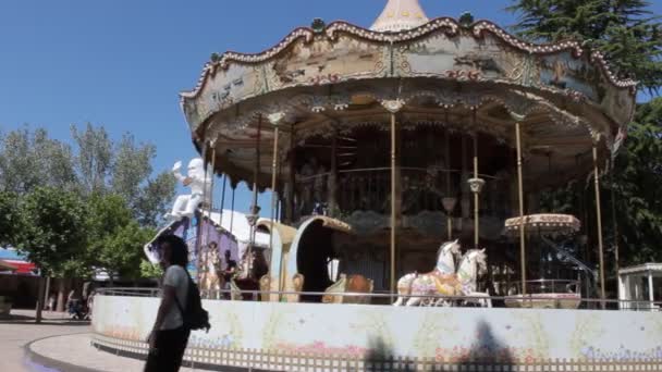 Carrusel en el parque de vacaciones — Vídeo de stock