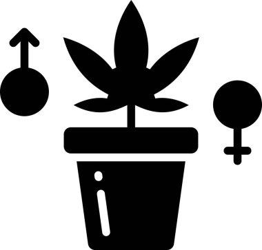 çizgi vektör simgesi, esrarda esrar ve arka planda cinsiyet işaretleri