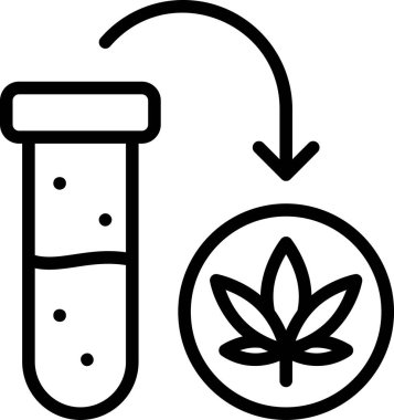 çizgi vektör simgesi, içecek ve kenevir yaprağıyla matara 
