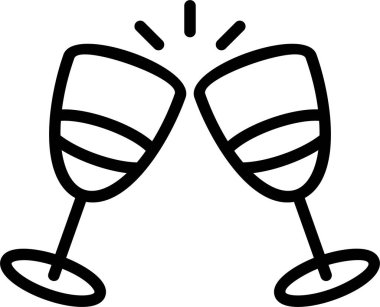 çizgi vektör simgesi, içkili gözlük