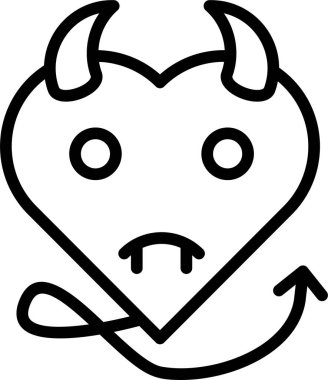 çizgi vektör simgesi, kalp şeklinde şeytan