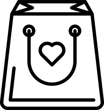 satır vektör simgesi, kalp içeren alışveriş paketi