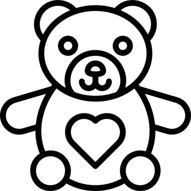 Oyuncak ayı göbeğinde kalp olan vektör simgesi