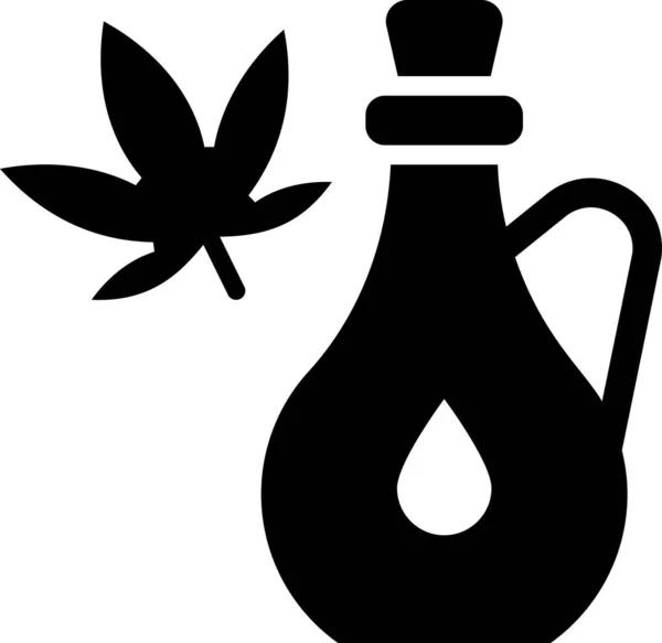 Icône Vectorielle Ligne Bouteille Avec Boisson Cannabis — Image vectorielle