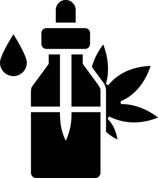 Icône Vectorielle Ligne Flacon Avec Boisson Cannabis — Image vectorielle