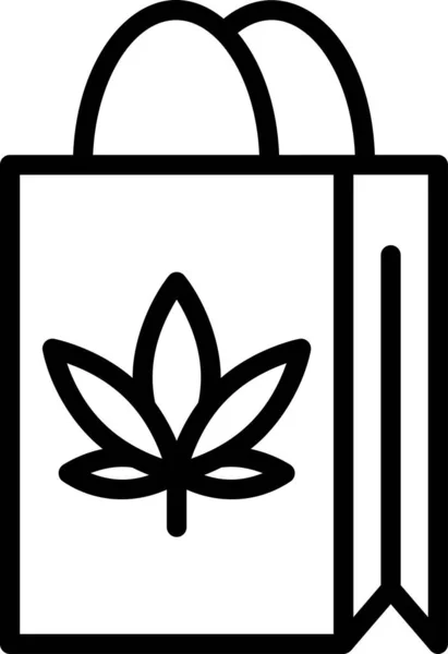 Icône Vectorielle Ligne Paquet Boutique Avec Cannabis — Image vectorielle