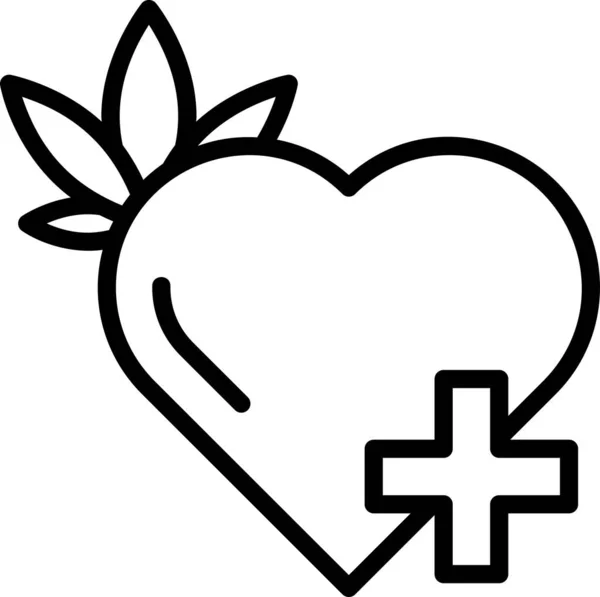 kalp ve kenevir yaprağına sahip çizgi vektör simgesi 