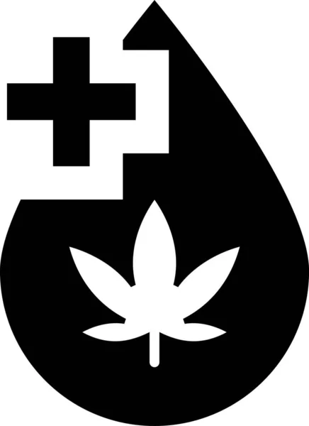 Icône Vectorielle Ligne Goutte Eau Avec Cannabis — Image vectorielle