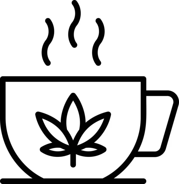 Linienvektor Symbol Teetasse Mit Cannabis Markierung — Stockvektor