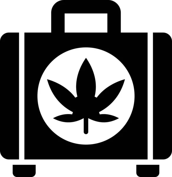Vonal Vektor Ikon Bőrönd Cannabis — Stock Vector