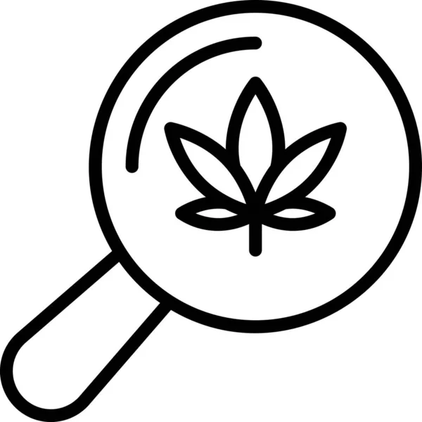 Icône Vectorielle Ligne Loupe Avec Cannabis — Image vectorielle