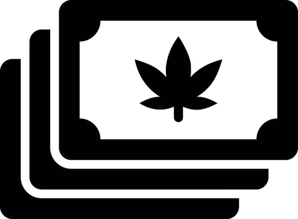 Emblème Icône Vectorielle Ligne Avec Cannabis — Image vectorielle