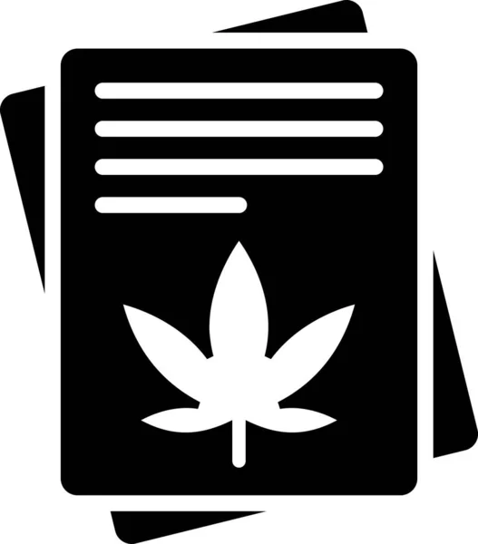 Linje Vektor Ikon Dokument Med Cannabis — Stock vektor