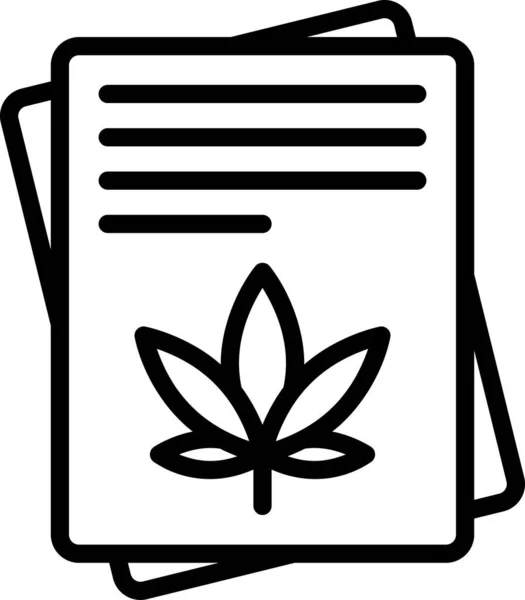 Ligne Vectoriel Icône Document Avec Cannabis — Image vectorielle